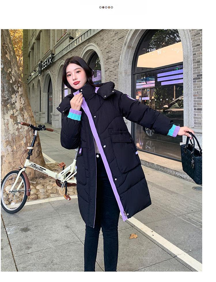 Autumn And Winter Womens Jacket Midlength Hooded Jacket Loose Casual Student Thickened Windproof Warm Jacket