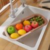 Artefato de Lavagem de Cozinha Telescópica Dupla Cesta de Drenagem Rack Grande Cesta de Frutas de Plástico Retangular Lavatório Pendurado Armazenamento