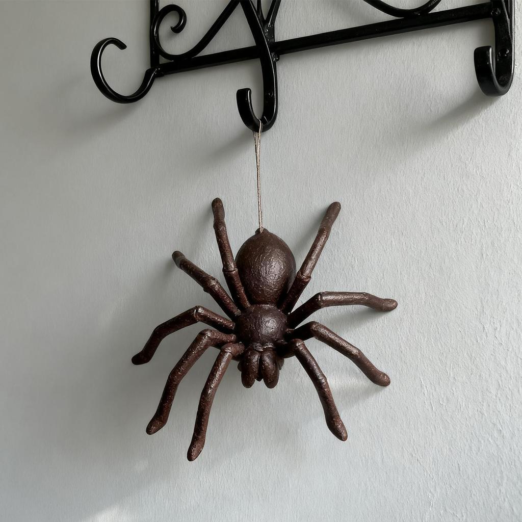 Spider Miniature Decor Realistic Vintage Horror Art Halloween Spider Statue Cast Iron For Mantel Windowsill Haunted House Desk