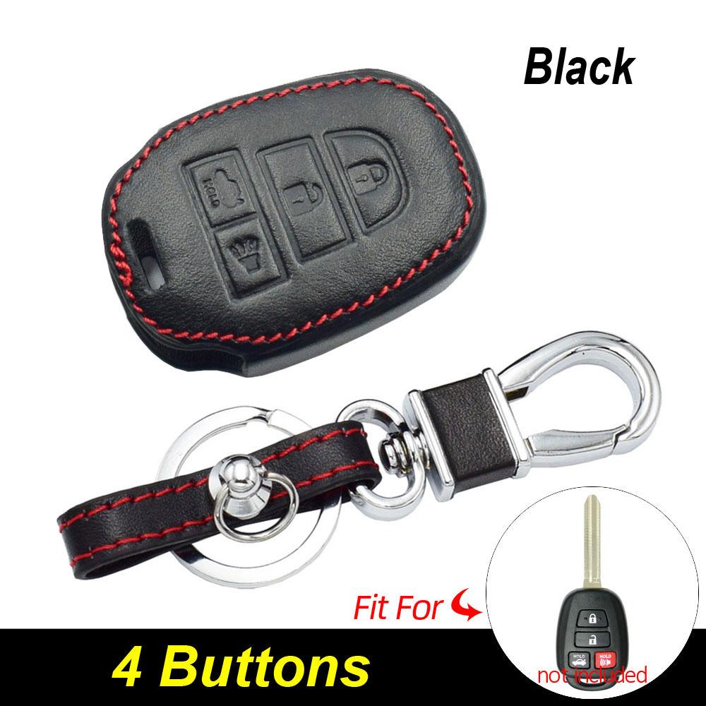 Leather Car Key Cover Bag For Toyota Corolla Camry Highlander Prius Rav4 Sequoia Tacoma Tundra Remote Fobs Shell Protector Cases