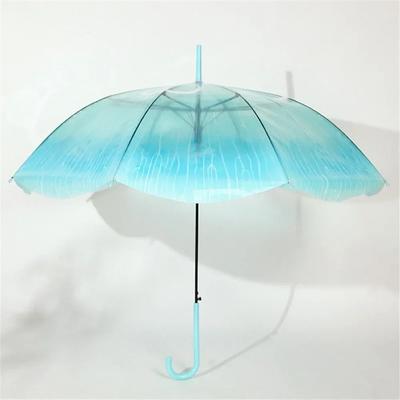 Yeni Uzun Saplı Denizanası Otomatik Şemsiye Şeffaf Degrade Benzersiz Plaj Şemsiyesi Guarda Chuva Unisex Plastik Yağmurluk