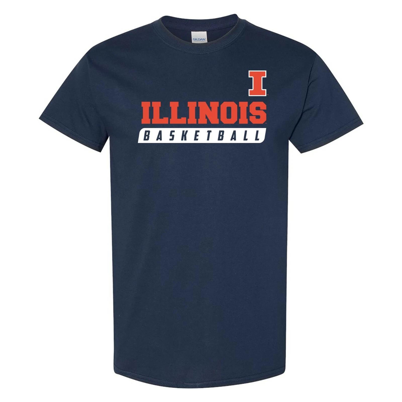 Illinois Fighting Illini Basketball Slant T Shirt - Navy M