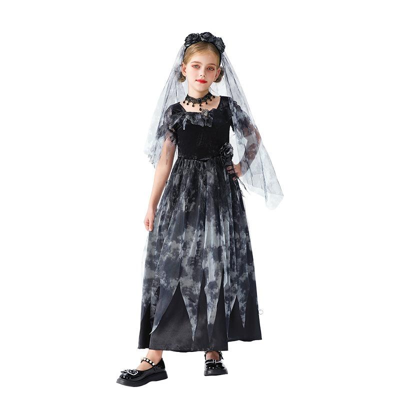 Halloween Kids Costume Girl Witch Demon Ghost Bride Vampire Skull Zombie Dress
