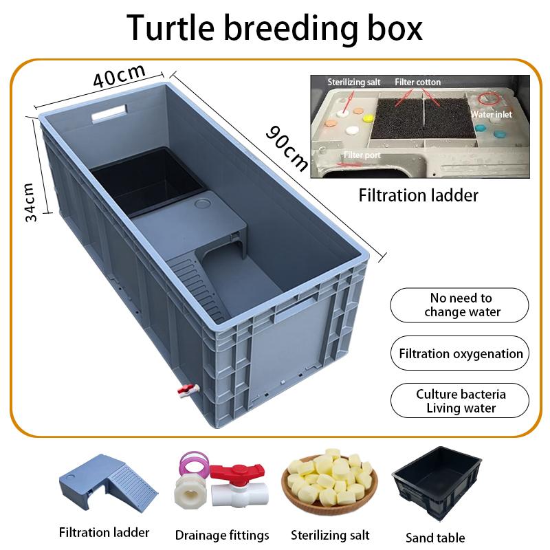 Household Terrariums Large Turtle Breeding Box Aquarium Amphibious Ecological Transport Box Thickened Turtle Tank with Drainage