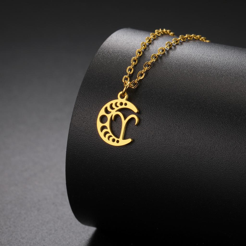 Jeshayuan Small Size 12 Constellations Pendant Necklace For Women Moon Virgo Leo Taurus Gemini Choker Party Lucky Jewelry Gift