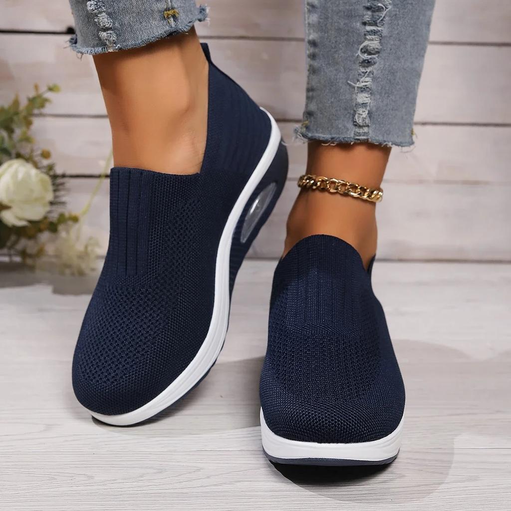 Mode Neue Damen Atmungsaktiv Gepolstert Erhöhte Höhe Dicke Sohlen Sportliche Freizeitschuhe Weiblich Mesh Atmungsaktiv Vulkanisierte Schuhe