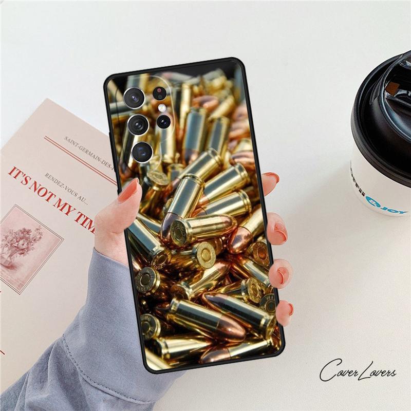 Coque de téléphone Collage de Balles d'Armes Militaires Pour Samsung Galaxy S24 S25 S23 S22 Ultra Note 10 20 Plus S20 S21 FE Housse