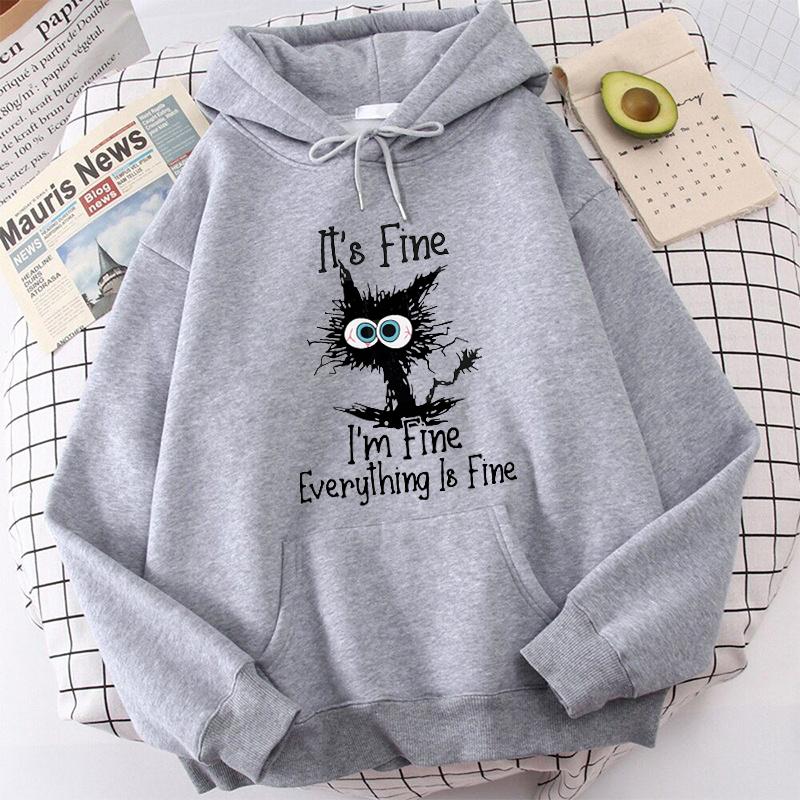 (Unisex Hoodie)New Cat Printed Hoodies Women Unisex Sweatshirt Hooded Casual Tops Pullovers