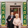 Green and Gold Graduation Decorations Class of 2026 Hanging Grad Banner - green Gold Congrats Grad Banner Porch Sign for Front Door, Graduate Door