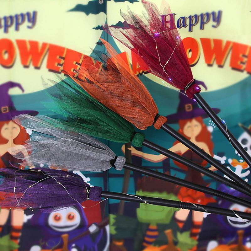 Creative Halloween Witch Broom Halloween Party Witch Decor Props Decorative Masquerade Cosplay Costume Accessories Kids Gifts
