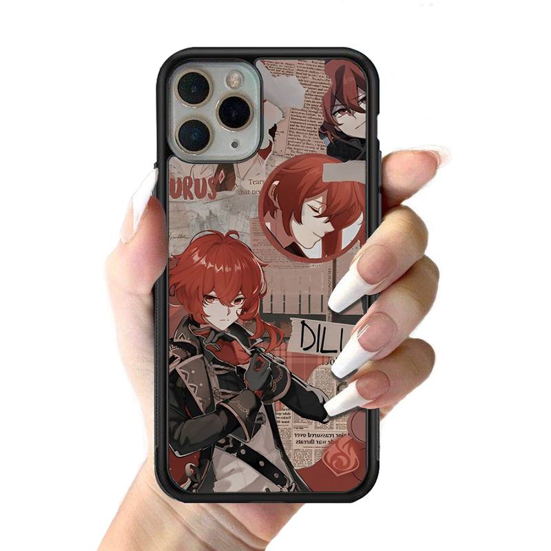 Genshin Impact Anime Phone Case Silikonové PC+TPU pouzdro pro iPhone 11 12 13 Pro Max 8 7 6 Plus X SE XR Hard Fundas