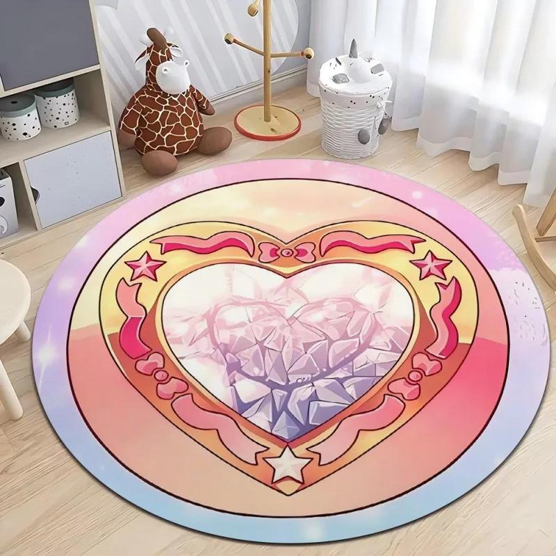 Sailor Moon Różowy Nadruk Okrągły Dywanik Dywan do Sypialni Dziewczynki Dywanik Podłogowy Antypoślizgowy do Salonu Dywaniki pod Stolik Kawowy do Domu Dywanik do Pokoju Dziewczynki