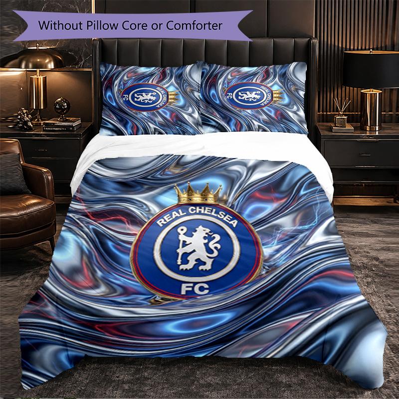 Set Biancheria da Letto Chelsea FC Modello 3 Pezzi Morbida Copripiumino in Microfibra con Federe per Camera da Letto
