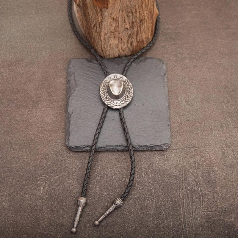 Bolo Tie for Men Star Hat Pendant Cowboy Bolo Ties Formal Shirt Accessory Vintage Bolo Tie Classical Country Necklace
