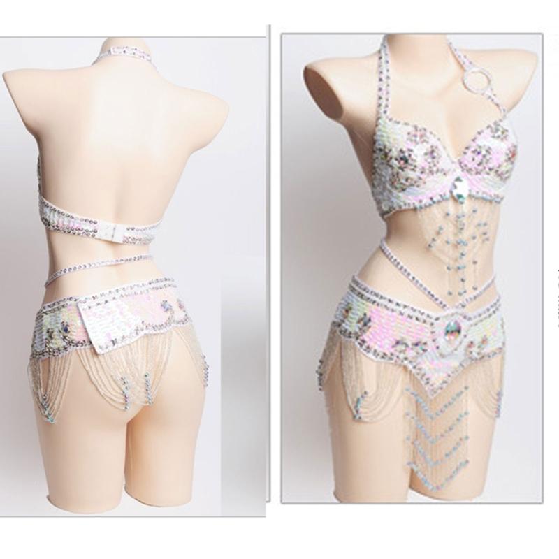 2Pieces Tribal Belly Dance Bra and Belt Belly Dancing Outfit Belly Dancer Costumes for Women