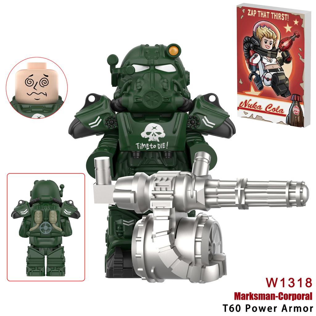 Neueste Bos Game T60 Power Rüstung Armee Offiziere Soldaten Figur Maschinengewehr Modell Bausteine Kinderspielzeug Geschenke Junge Mädchen Juguetes