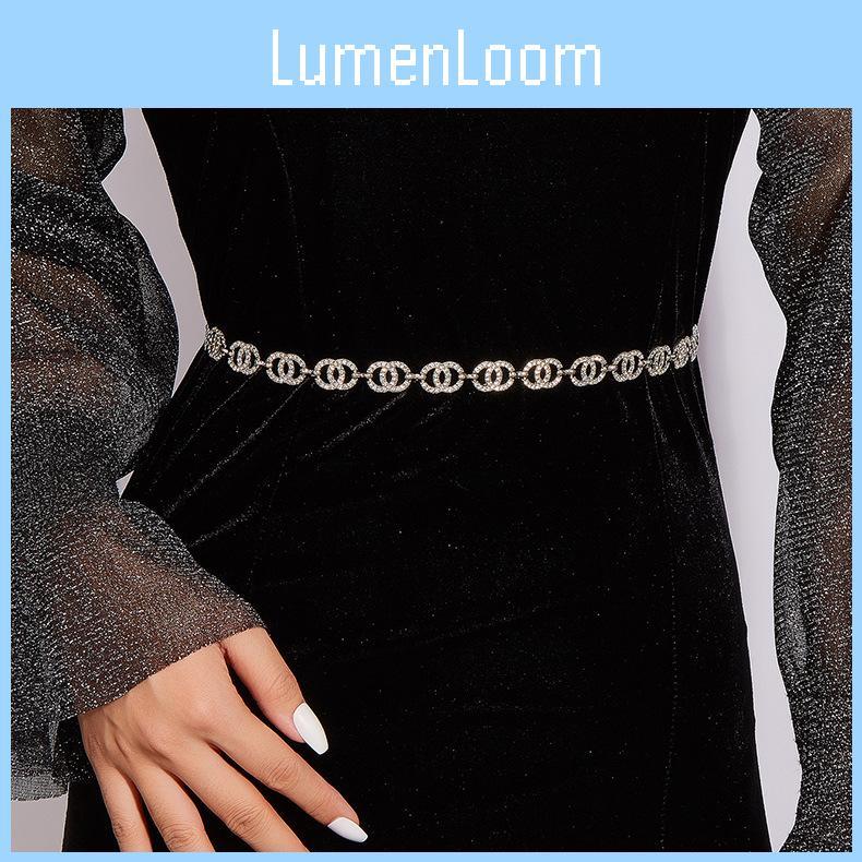 Rhinestone Fine Double Circle Shape Waist Chain Dress Waist Cinching Decoration
