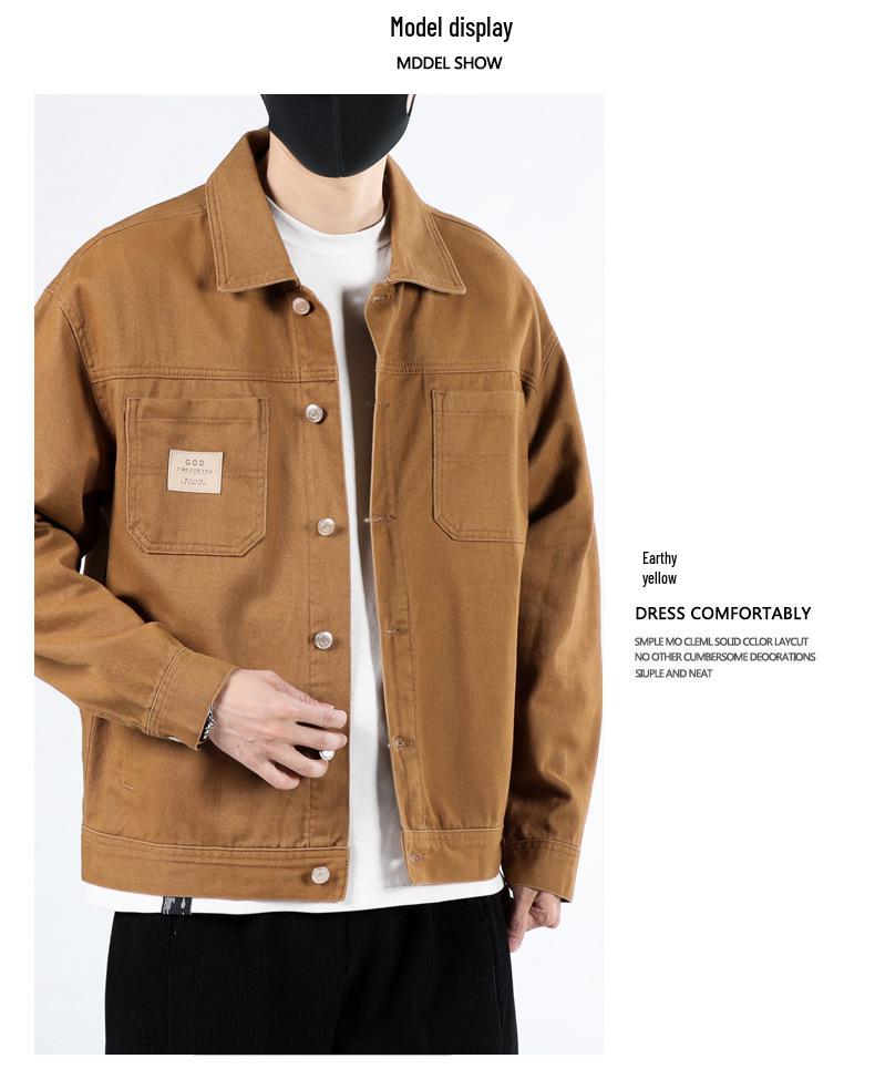 2026 Men's Trendy Loose Denim Jacket - Spring & Autumn Pure Cotton Workwear