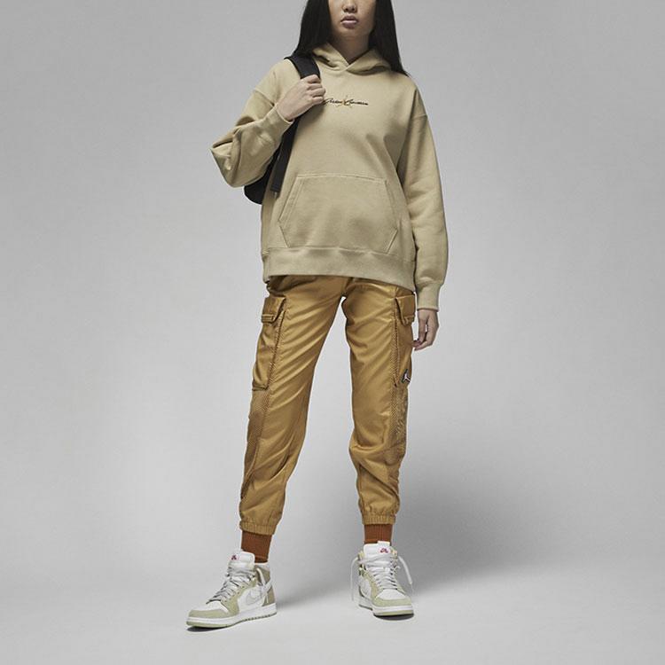 Jordan Paris Collective Logo Print Hoodie Long Sleeve Women Tops Apricot DV1386-250