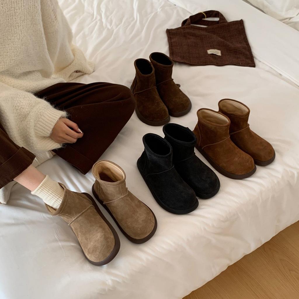 Women's Korean-Style Fashion Soft-Sole Winter Warm Fleece-Lined Snow Boots with Fleece Lining, Slip-Resistant Casual Sports Snow Boots