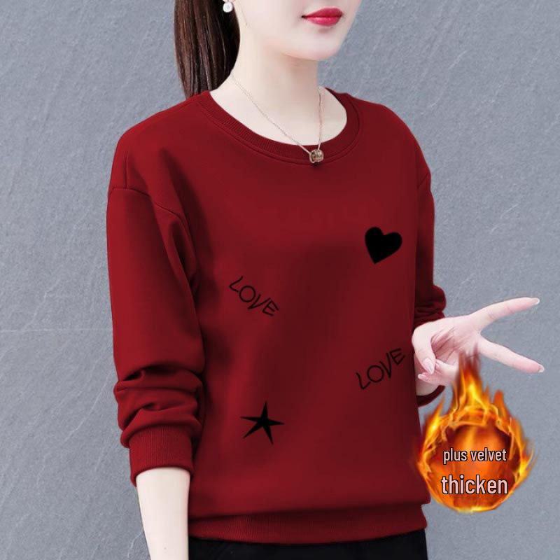 Huamian Women's Plus Size Velvet-Lined Sweatshirt - 2026 Autumn/Winter Casual Loose Fit Pullover Jacket