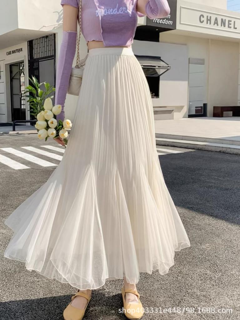 Women's 2025 Summer High Waist Mesh Patchwork Fishtail Skirt - Slimming, Mid-Length, Versatile.