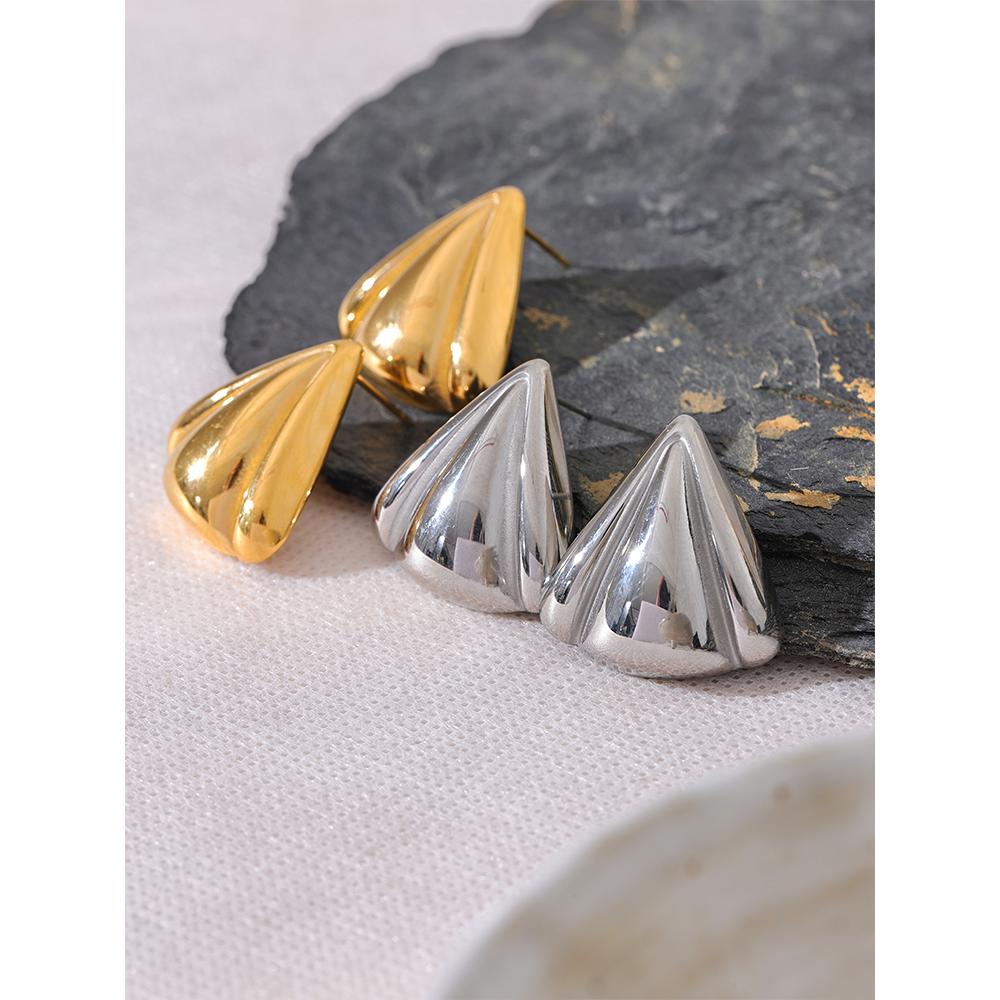 Yhpup 316 Stainless Steel Triangle Stud Earrings Prevent Allergy Metal 18K Gold PVD Plated Versatile Daily Jewelry