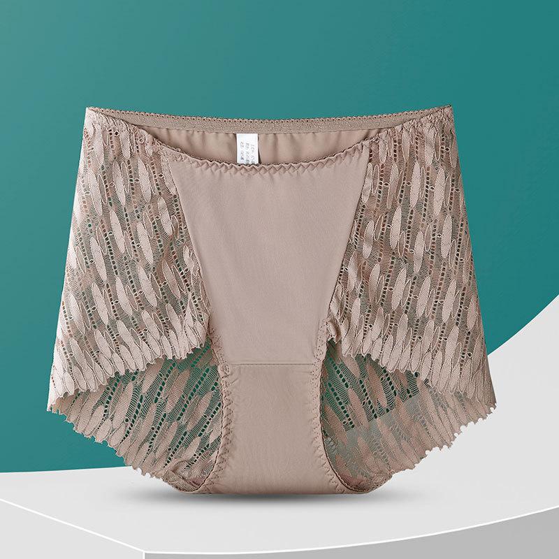 Big Size Female Summer Sexy Lace Hollow Ice Silk Fight Receive Abdomen Lift Hip High Waist Triangle Briefs