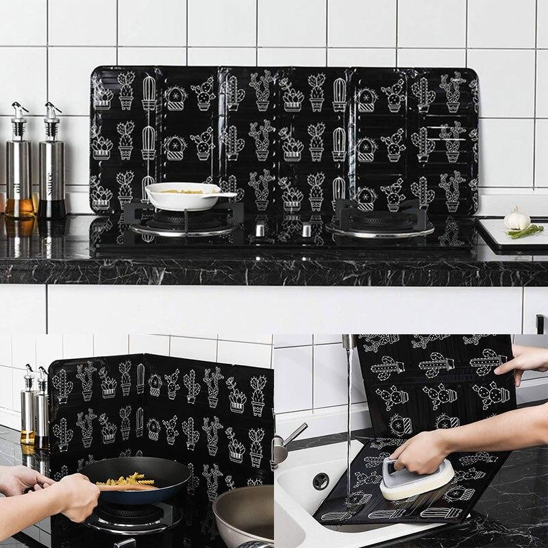 Nordic Kitchen Aluminum Foil Frying Pan Oil Splash Screen Block Gas Stove Anti Splatter Shield Guard Heat-Resistant Proof Baffle