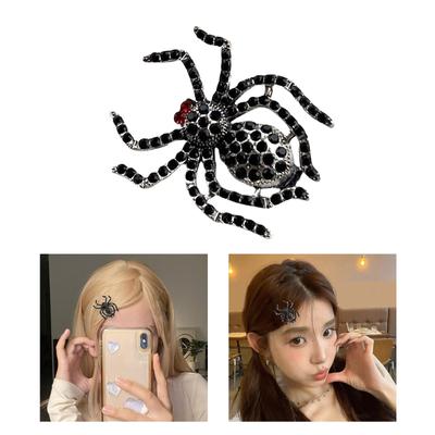 Strass Haarspange Spinnen Halloween Spinnen Flache Spange Halloween Haarnadel Spinnen Elegante Haarspange für Dutt