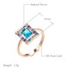 Kienl Neuer quadratischer Ring in Roségoldfarbe für Damen mit blauem natürlichem Zirkon, ethnischer Brautring, hochwertiger täglicher Schmuck, Geschenke