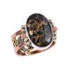 Natural Black Copper Turquoise TwoTone 925 Sterling Silver Jewelry Ring S.8 A2V36