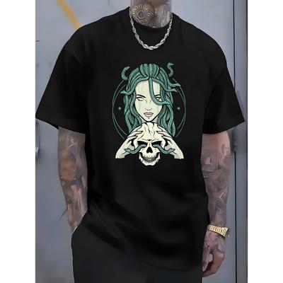Medusa Graphic Print Men's Luxury Cotton Short Sleeved T-shirt Summer Unisex Men's and Women's Casual Loose Trendy Clothing