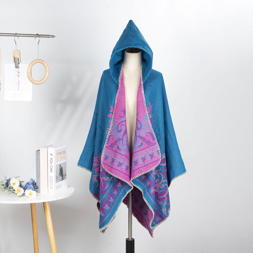 Retro Pattern Shawl Women'S Outdoor Travel Four Seasons Cardigan Air-Conditioned Room With Warm Cape