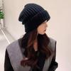 Winter Warm Knit Beanie Women Korean Hip Hop Loose Wool Hat Soft Thick Black One Size 1 Pack