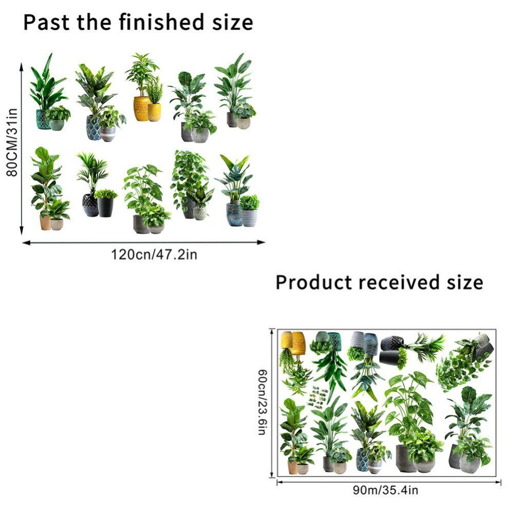 Self-Adhesive Plant Bonsai Wall Stickers Large Size Wall Mural Green Plants Wallpaper Living Room