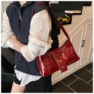 New Rivet Shoulder Bag Texture Niche Simple Personality Design Fashion Trend Small Square Bag