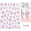 3D Nail Stickers Flowers Pink Purple Blossom Florals Leaves Decals Nail Art Adhesive Sliders Charms Manicure Decorations TRCA769