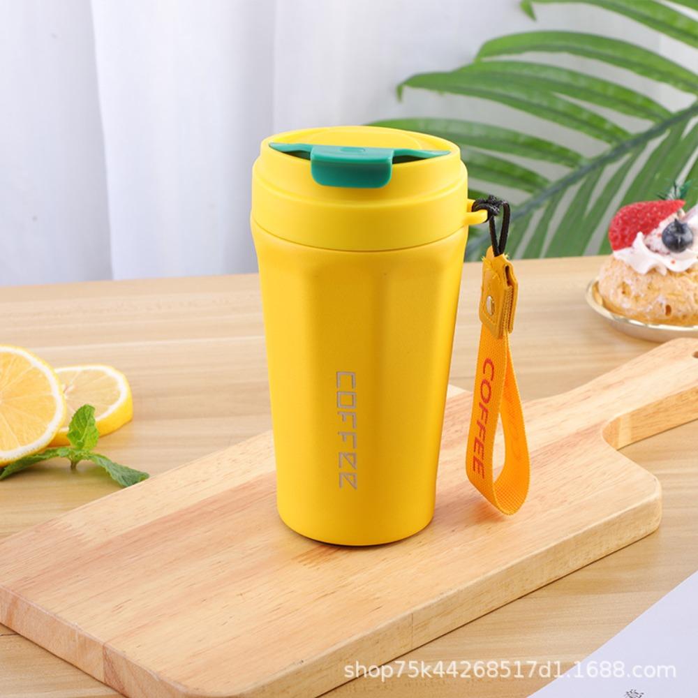 Praktischer tragbarer Thermobecher, niedliches Aktivitätsgeschenk, Wasserbecher, Becher mit Trageschlaufe, Kaffeetasse aus Edelstahl