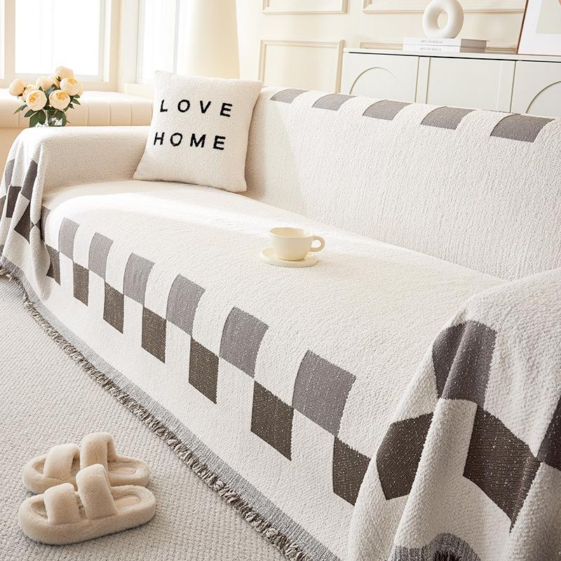 Plush Yarn Sofa Towel Thickened Full Covered Oversized Sofa Cover Cloth Anti-Scratching Non-Stick Wool One Piece Sofa Cover Blanket