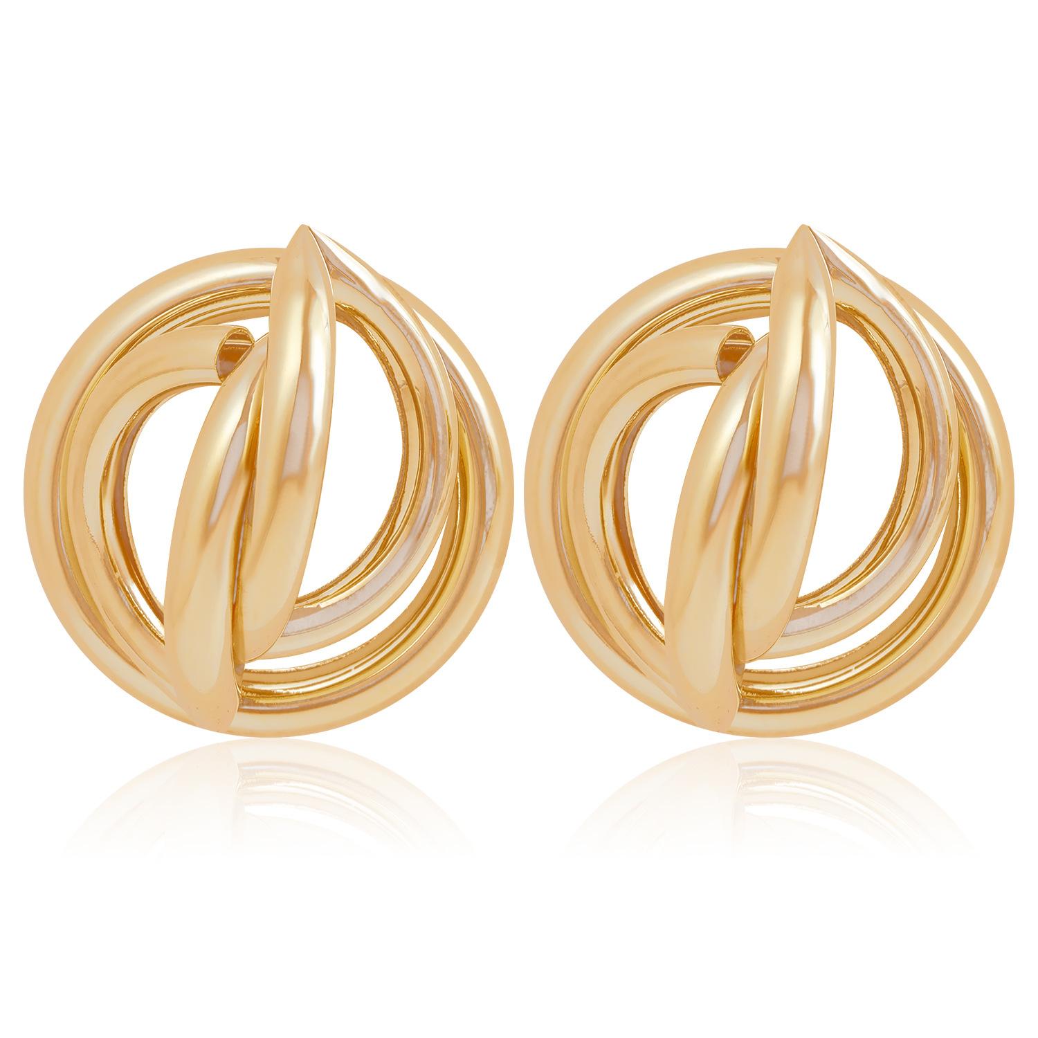 

European and American geometric metal tube earrings irregular and versatile three-dimensional stud earrings retro round ear jewelry золотой