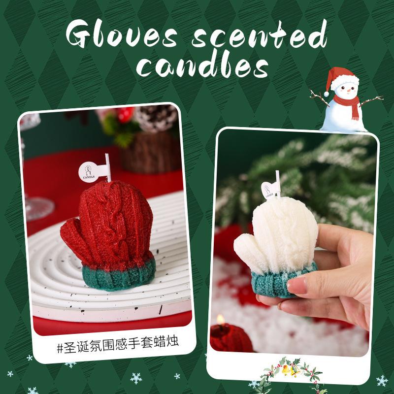 Christmas Candle Gloves Scented Candle Festival Gift Smoke-Free Candle Fragrance Christmas Creative Decorative Accessories