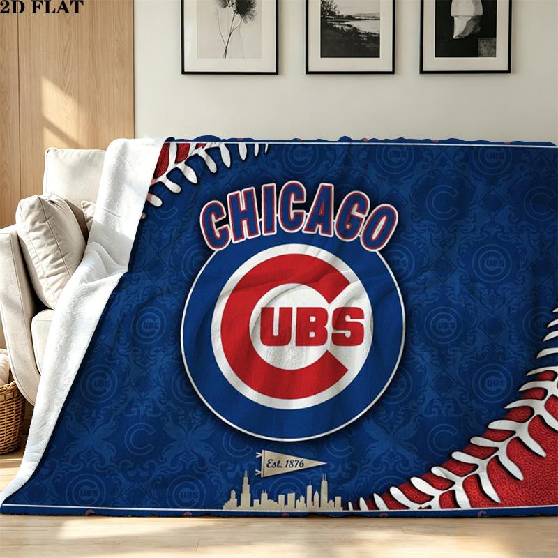 Chicago Cubs Print Flannel Blanket High Quality Warm Comfortable Cover for All Seasons Perfect for Gifts Home Decor