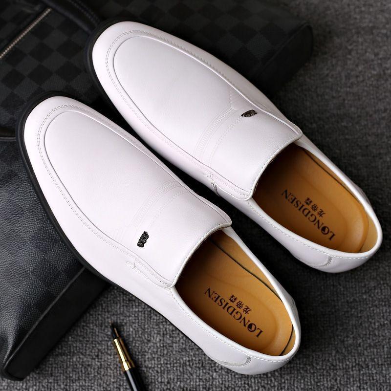 Men's sandals leather business dress cool leather shoes men's white wedding shoes heightening breathable men's shoes