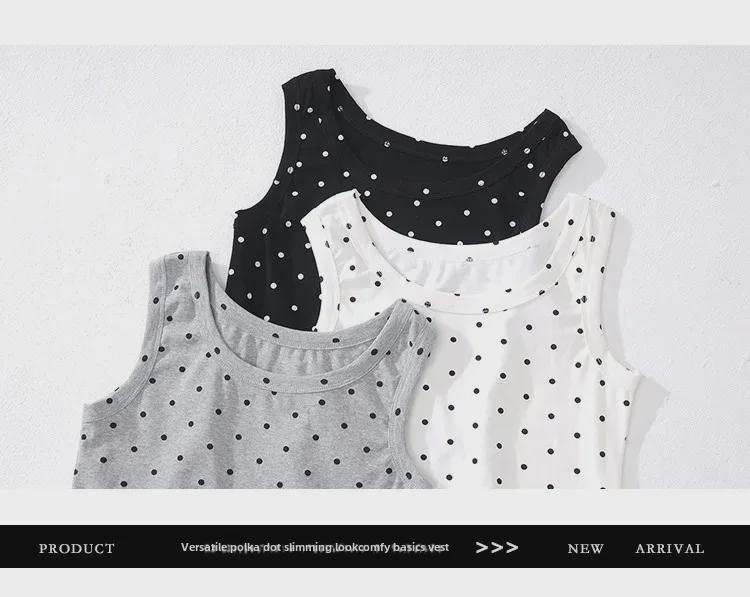 Jin Yin 3-Color Slimming Polka Dot Tank Top - Fashionable, Stretchy, Spicy Girl Style for Summer 2024