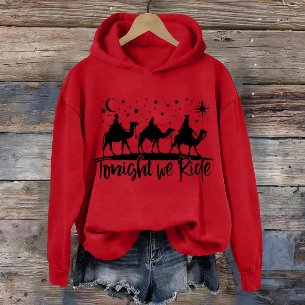 Damen Kapuzenpullover mit Aufdruck, lässig, langärmelig