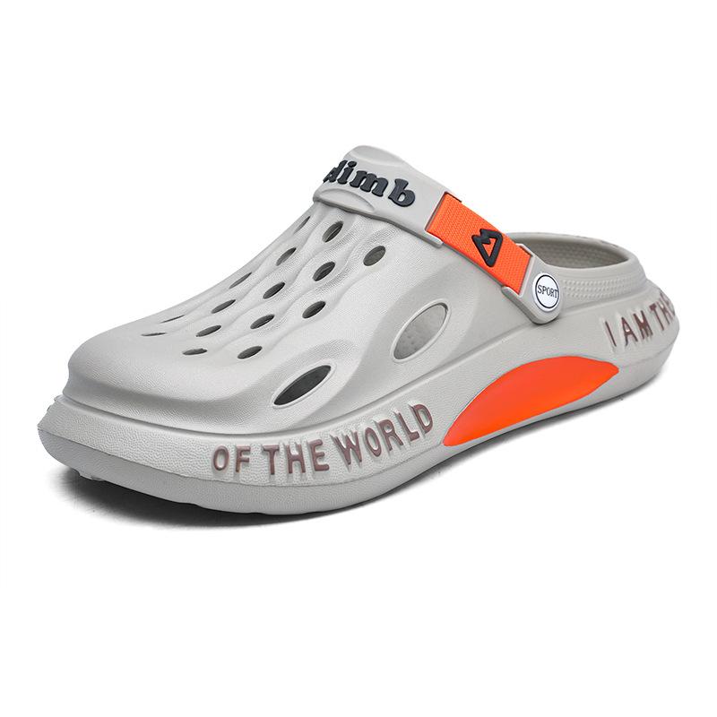 

Большие размеры Hole Shoes Мужская летняя одежда Нескользящие пляжные сандалии с толстой подошвой Износостойкие спортивные и туристические тапочки-сумки 39 серый