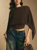 2026 Summer Women's Cape Sleeve Chiffon Top: Round Neck, Loose, Elegant Irregular Design