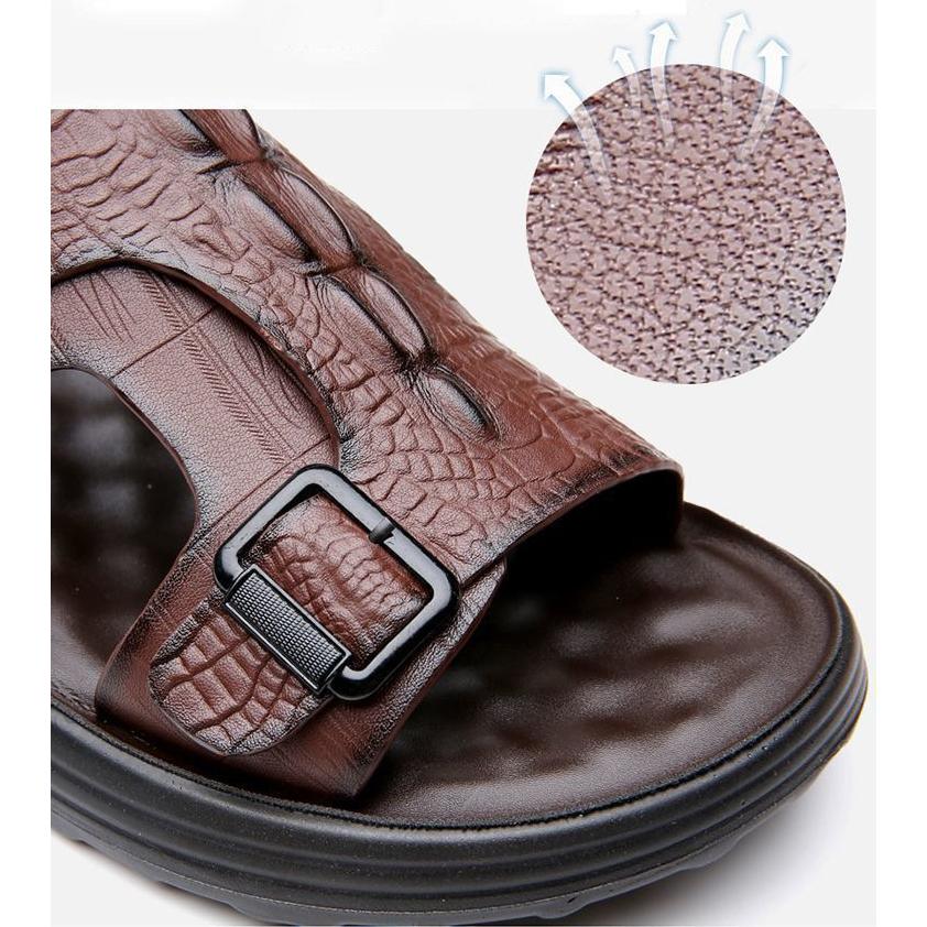 Summer Men's Driving Sandals Waterproof Anti-Slip Soft Sole Beach Shoes Indoor/Outdoor Dual-Use Comfort Slide Flip Flops