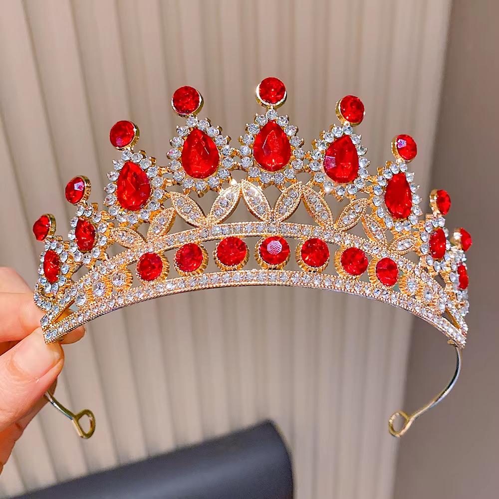 Fashionable Multi-Color Crown Princess Crystal Tiara Hair Accessories Birthday Gift for Girls Photography Party Stage Crown